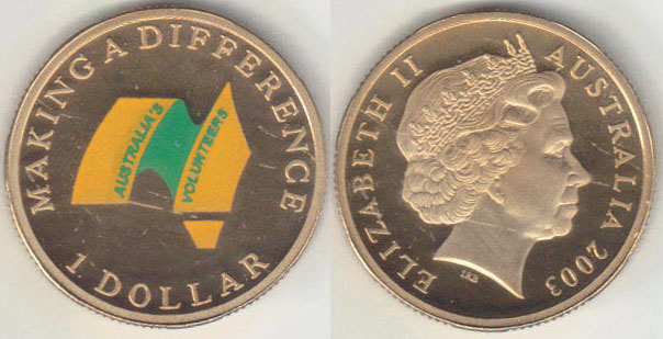 2003 Australia $1 (Australia's Volunteers-color) Proof A005467